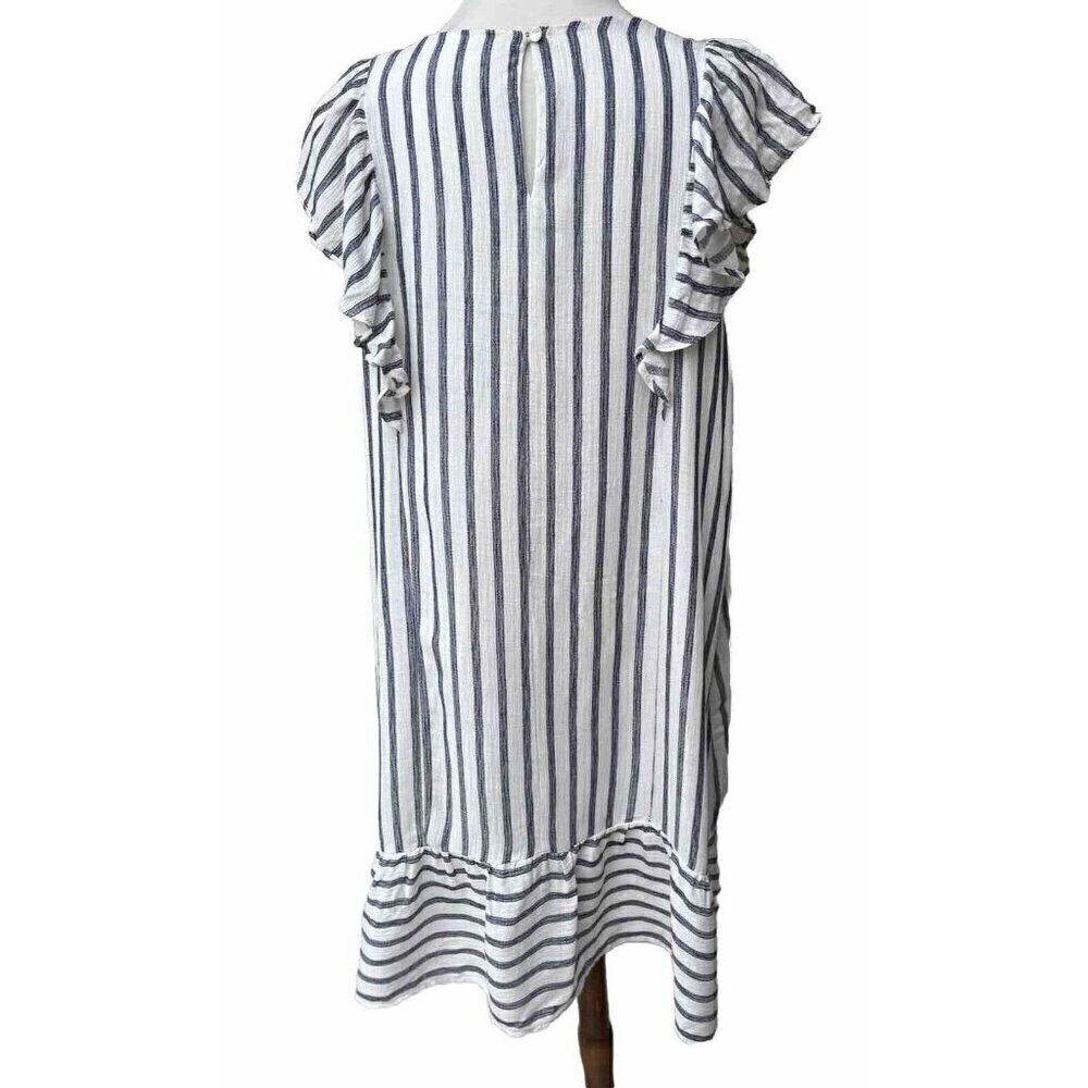 Everleigh Womens White Cotton Ruffle Sleeve Stripe Shift Dress Size XL - Picture 11 of 16